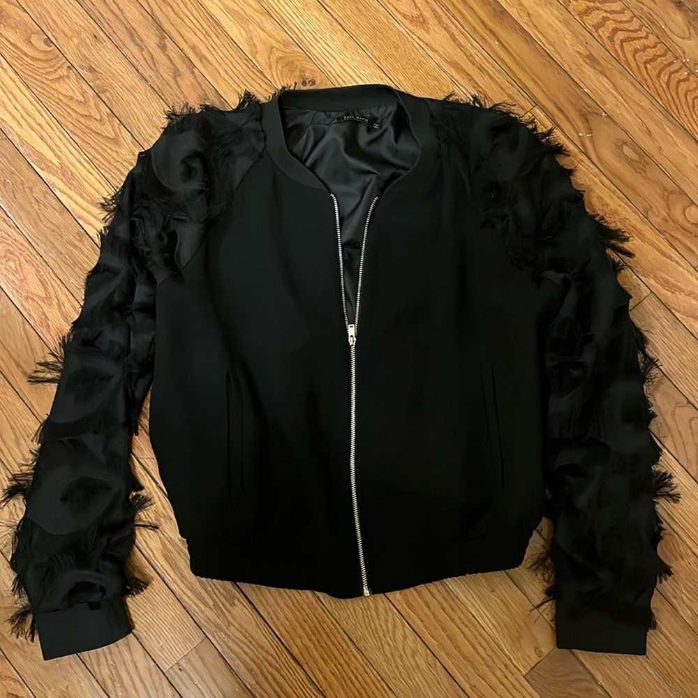 Zara Black Bomber Jacket